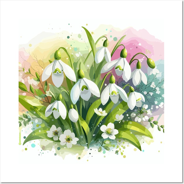 White Snow Drop Flower Wall Art by Jenni Arts